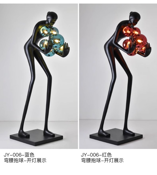 Escultura humana lámpara de piso de pelota del vestíbulo del hotel decoración abstracta del cuerpo humano lámpara de vestíbulo de piso simple moderna