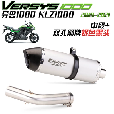 Motorcycle exhaust pipe Versys1000SE modified lightweight carbon - middle-section-wrigley-double-hole-silver-blackhead