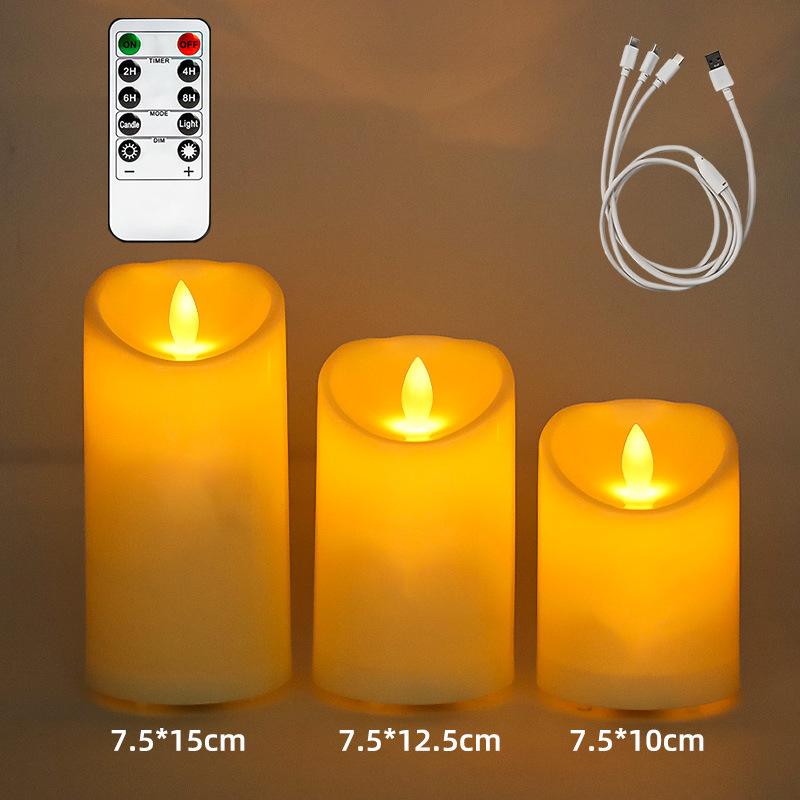 Vela recargable USB lámpara de vela de simulación boda KTV club decoración lámpara led luz de vela electrónica vela transfronteriza