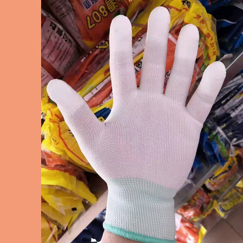 White PU coated finger rubberized gloves 13 needle nylon coated anti-static dust-free workshop garden electronics factory gloves factory