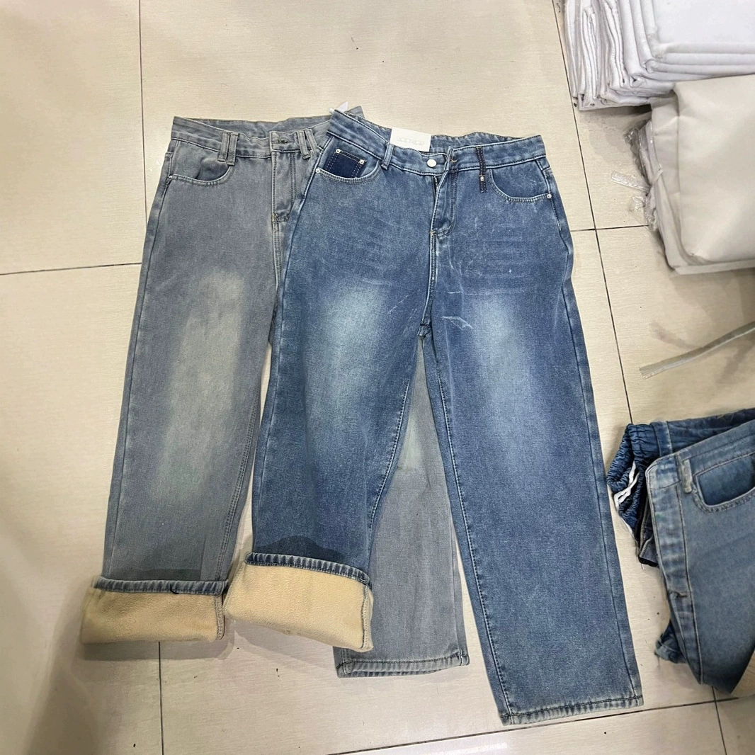 Женские бархатные прямые светло-синие джинсы женские толстые зимние брюки с высокой талией разные тонкие свободные джинсы