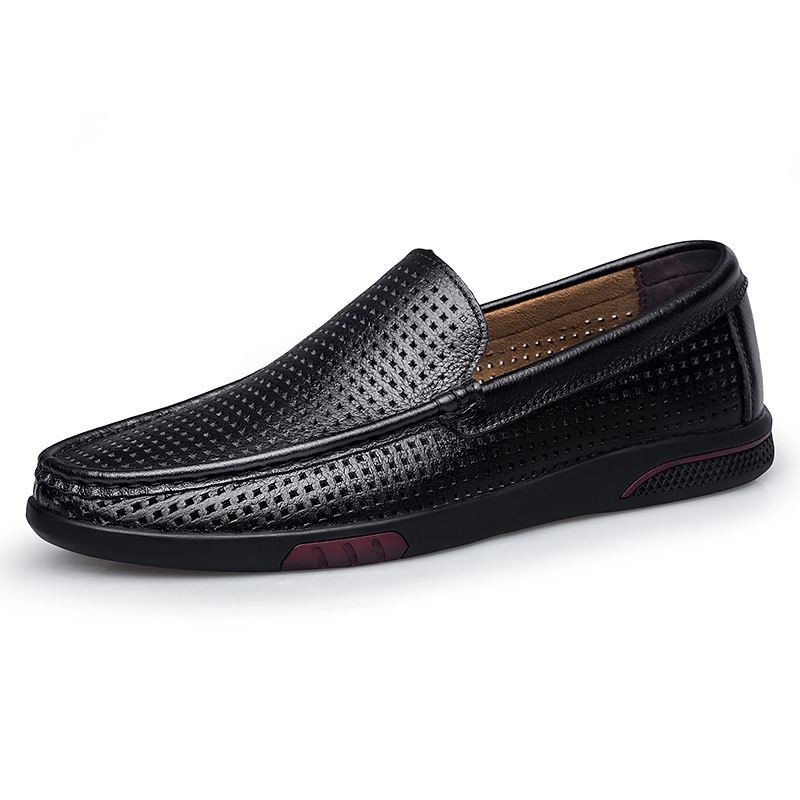 Scarpe casual da uomo in pelle morbida con fori_voghion.com