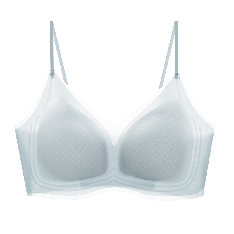 Super delgada ventilación de hielo fija taza cinturón de belleza cojín de pecho ropa interior sin marcas de mujer chaleco delgado acondicionamiento físico cinturón de hombro delgado bra