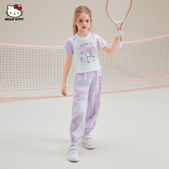 女の子の夏の衝突色の運動のスーツの2025新型の中で大きい子供服の美楽蒂のipのタイプの2つのセットのスーツ
