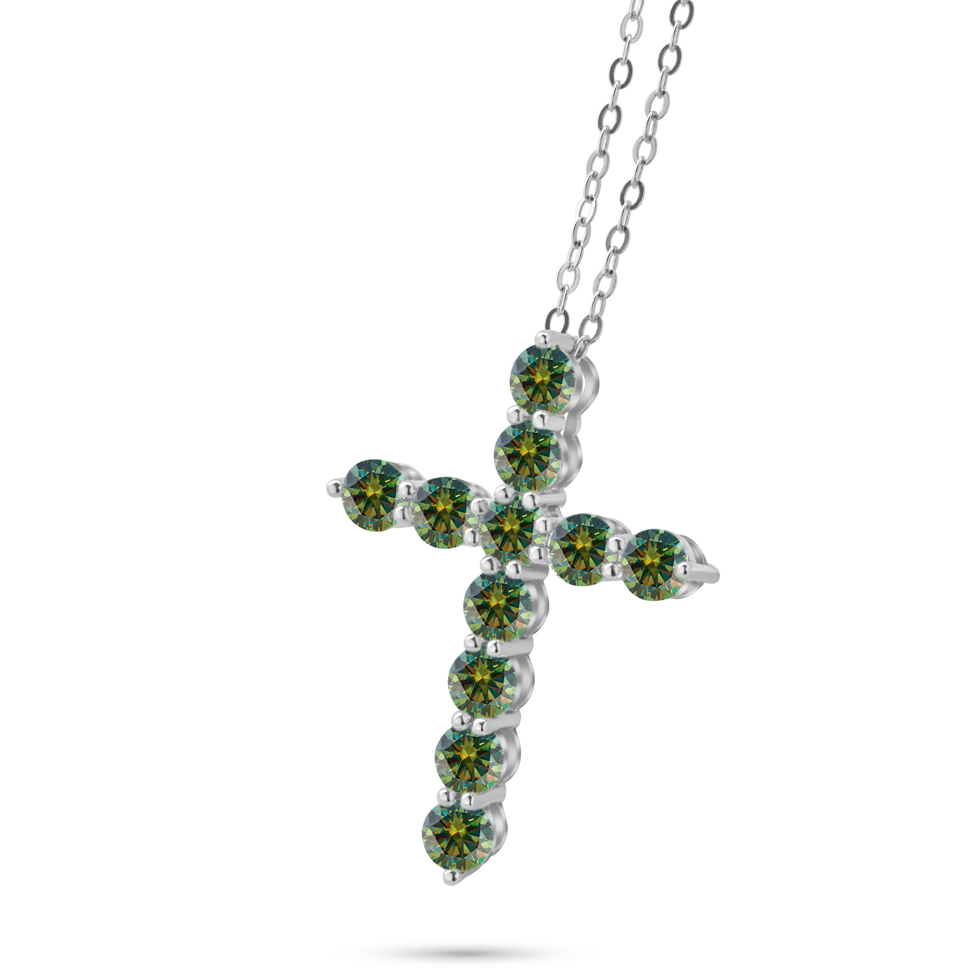 3mm - 4mm collar de cruz de color azul de piedra de mozanita de plata esterlina de lujo ligero collar clavícula colgante de cruz