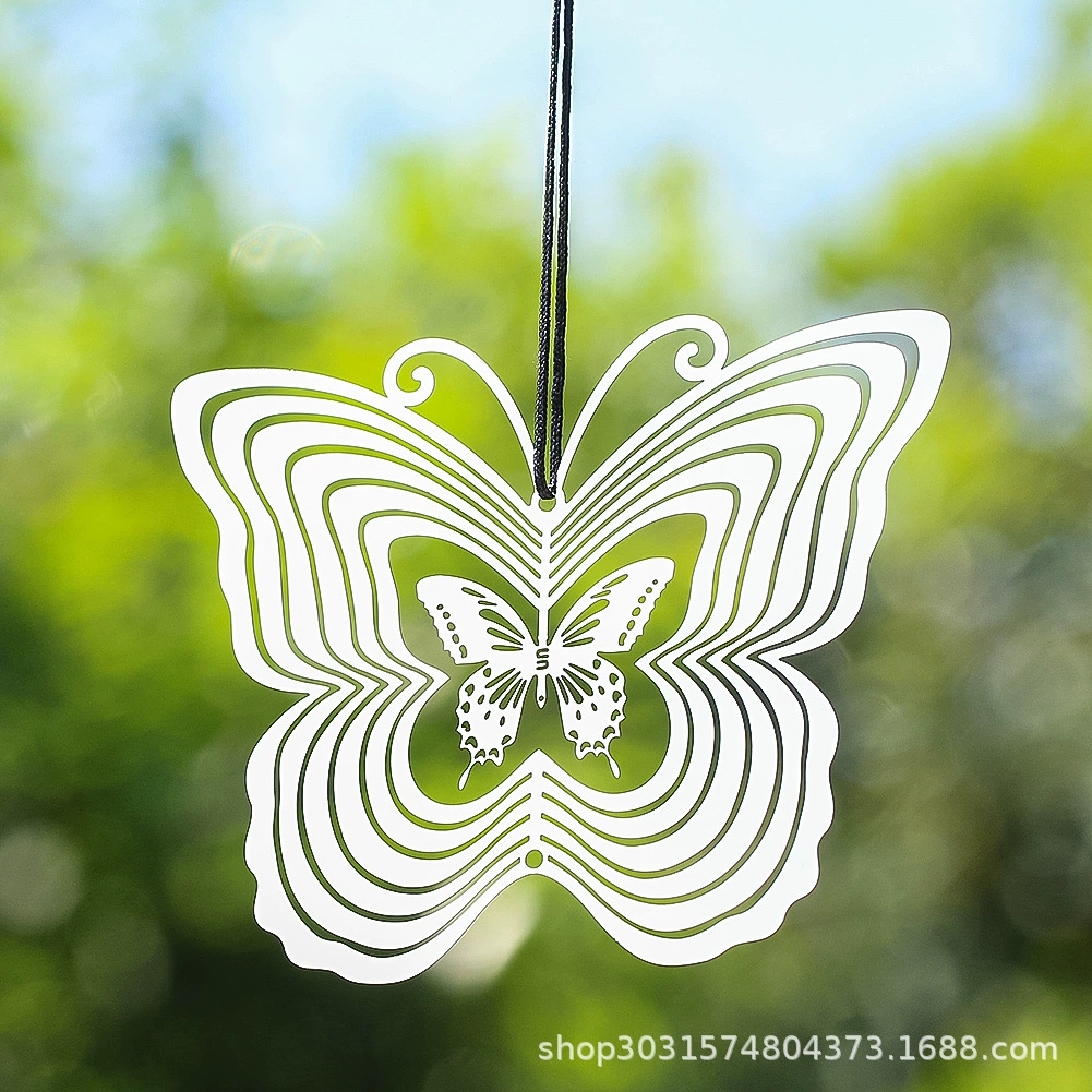 Фабрика прямых продаж трансграничные эксклюзные поставки красивая бабочка 3d вращающийся колокольчик из нержавеющей стали зеркальный рефлекс для украшения сада