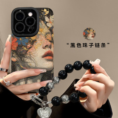 繁花女孩手链适用苹果13promax手机壳iphone16硅胶羊皮15全包防摔