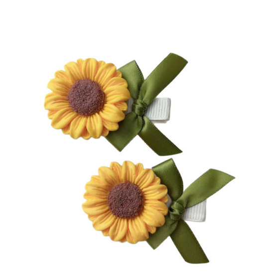 Cute Sunflower Hairpin Mori Style Sunflower Bow Side Clip Fresh Hair Accessories for Beautiful Girls Children Hairpin