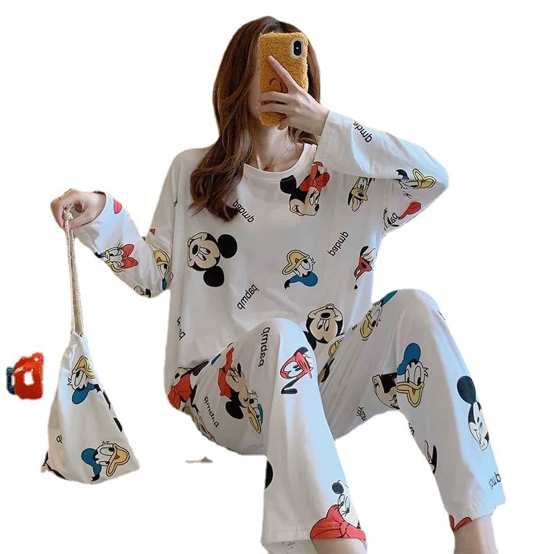 Pijamas de manga larga de las mujeres de primavera y otoño más tamaño pijamas de verano de las mujeres ropa de abrigo estilo coreano pijamas de las mujeres más tamaño traje de desgaste para el hogar image 6