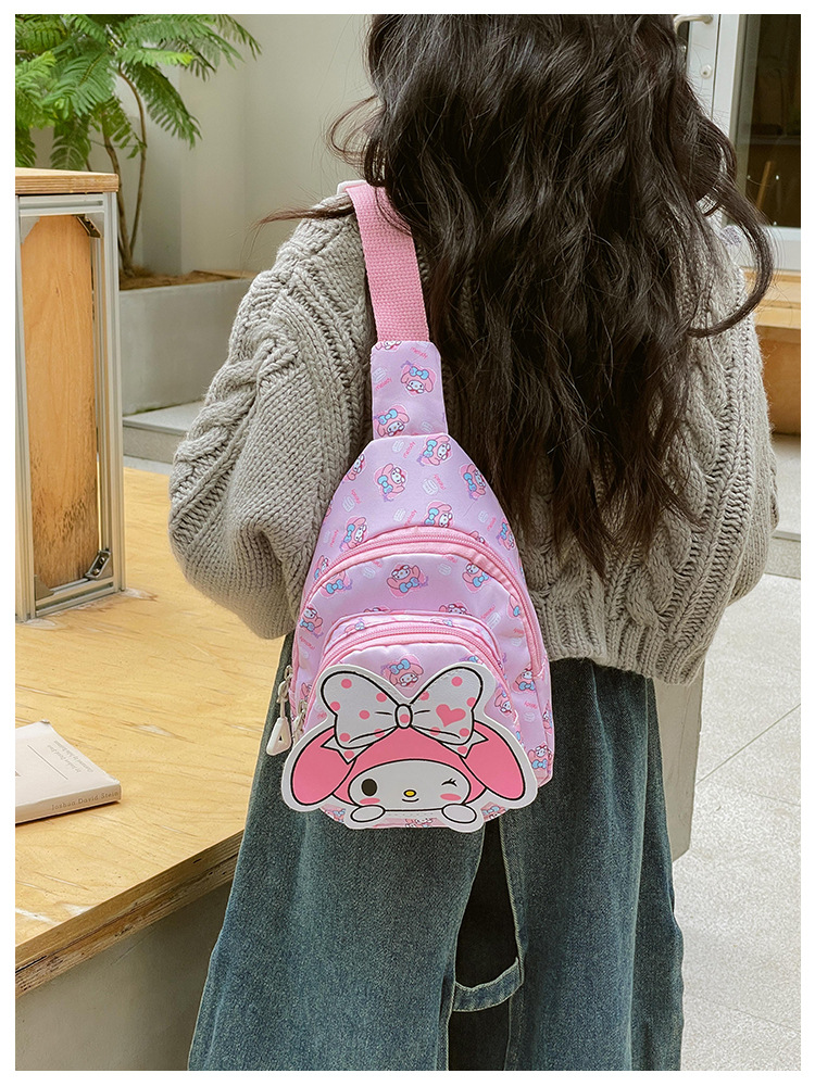 Wholesale new cross-border small-sized children's chest bags with double zippers and large capacity, cute single-shoulder bags for boys and girls in kindergartens undefined