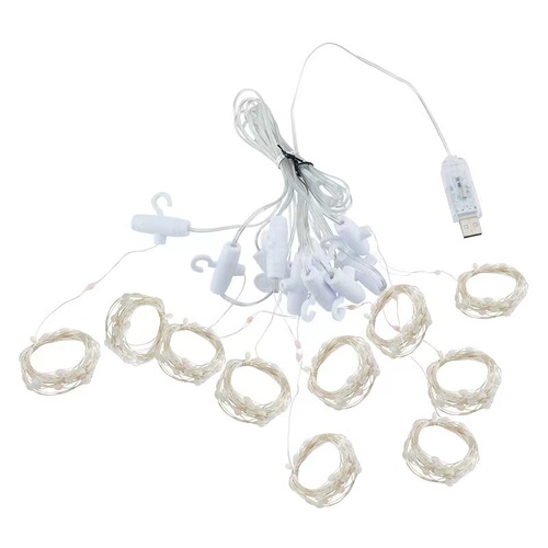 Factory Direct Selling LED Copper Wire Curtain Lamp USB Eight Function Remote Control Waterproof Copper Wire Colorful Light String Christmas Decorative Lamp