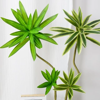 仿真绿植2头百合竹装饰富贵竹巴西木热带假植物文竹过胶竹子叶子
