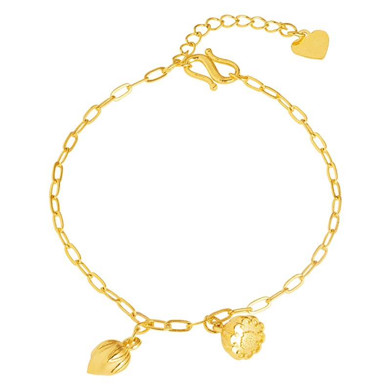 Oro Lotus pulsera de loto estilo chino joyería auspiciosa aleación de cobre pulsera elegante de las mujeres Venta caliente suministro directo de fábrica