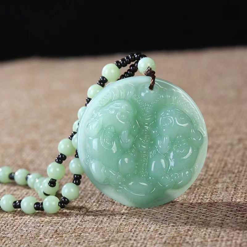 라이트 그린 볼 목걸이 + 라운드 더블 픽시우