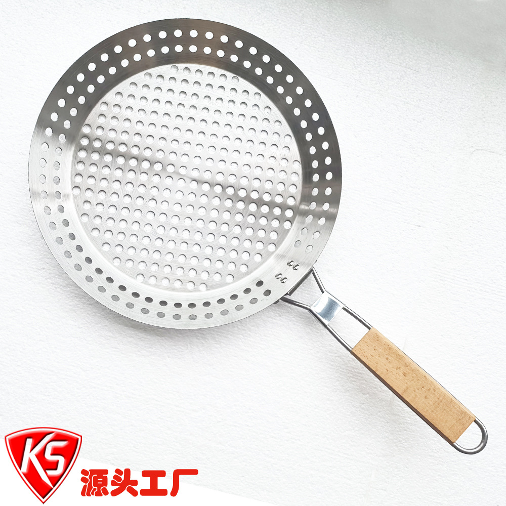 厂家批发430不锈钢烤肉盘 创意折叠烧烤盘 圆形烤盘烤鸡翅工具