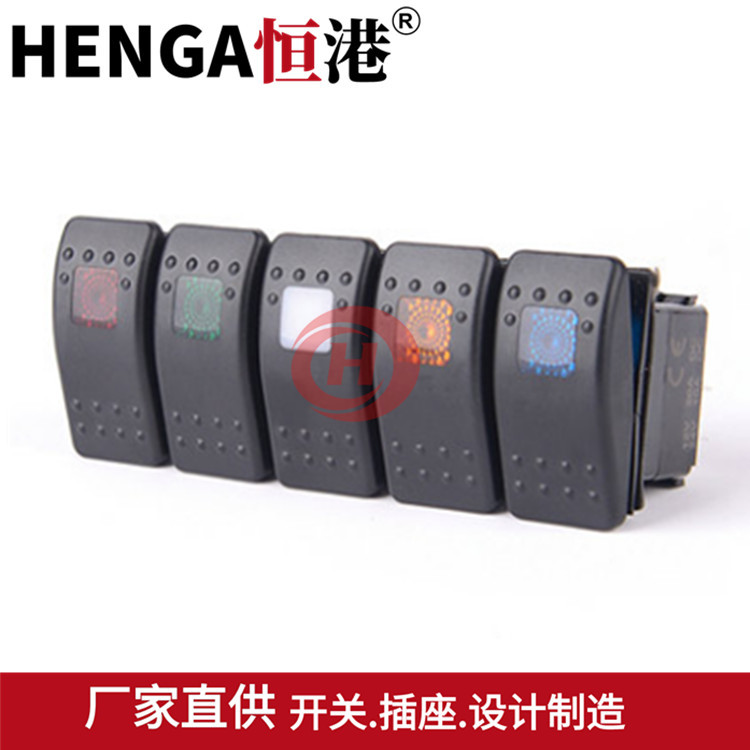 游艇开关汽车改装2档5脚12V灯防水复位拨动房车线组翘板船型开关