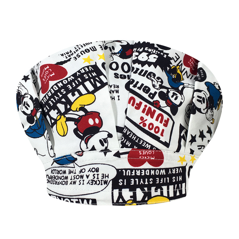 Sombrero de enfermera mujer chef cocinando cocina a prueba de aceite a prueba de humo pérdida de cabello sombrero esponjoso sombrero impreso puntera sombrero de trabajo ajuste elástico