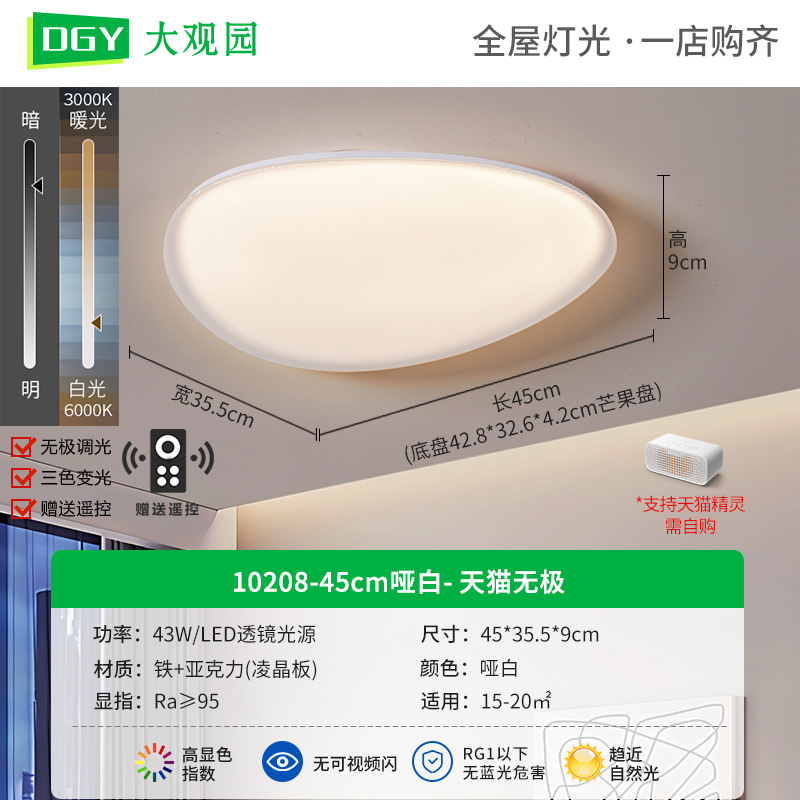 Daguanyuan sala de estar adoquines lámpara de techo moderno y simple nube de protección ocular de espectro completo 2025 nueva lámpara Zhongshan
