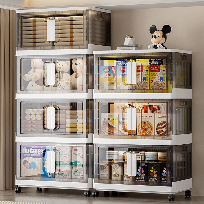 Clothes Storage Locker Foldable With Wheels Household