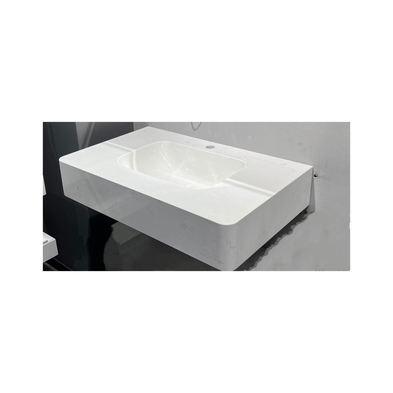 Todo el cuerpo de la placa de roca arco sin costura lavabo lavabo gabinete de baño hotel ingeniería de decoración del hogar redondeado diseño de esquina residencial