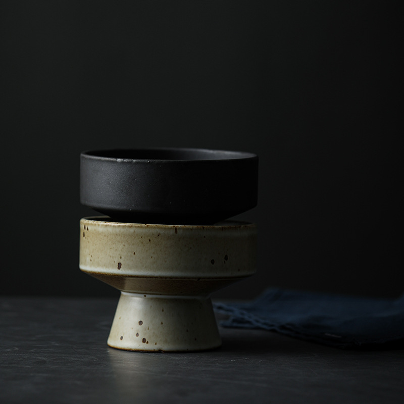 Chishang Home Pottery Mud Coarse Pottery High-legged Fruit Plate Snack Snack Dim & Cop Tea Table Zen Ornaments Japanese Flower Arranging Bowl