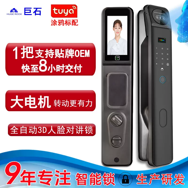 跨境涂鸦智能锁 指纹密码锁入户门 3d人脸识别智能指纹锁入户门
