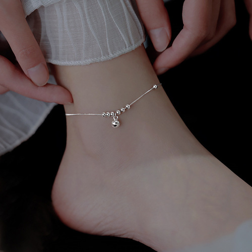 Round Bead Bell Ankle Chain for Women  New Simple and Elegant Style Ins Unique Design Ankle Accessory Fashion Korean Version