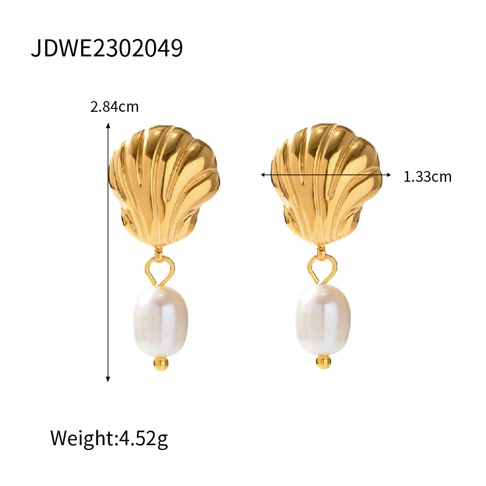 Anillo de conchas de oro transfronterizas de Europa y Estados Unidos colgante de perlas de estrellas de mar collar de perlas de moda simple anillo marino