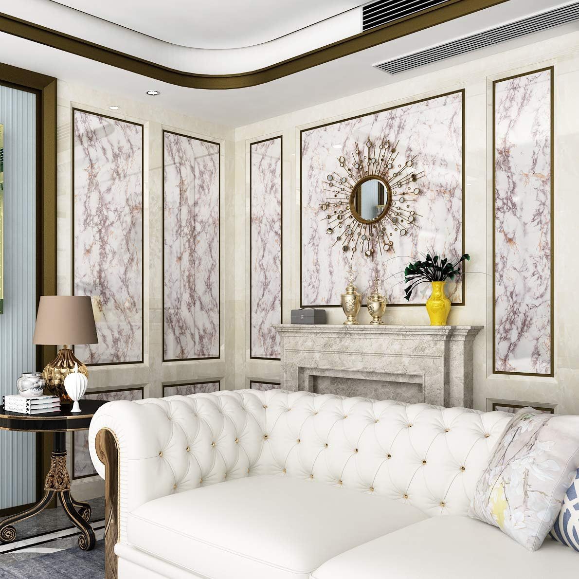 Marmorgraue Kontaktpapier-Küchentapete zum Abziehen und Aufkleben auf die Arbeitsplatte, 61 x 404 cm, Dekoration_voghion.com