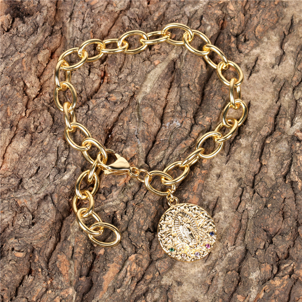 New Fashion Diamond Round Pendant Necklace Bracelet Set display picture 15