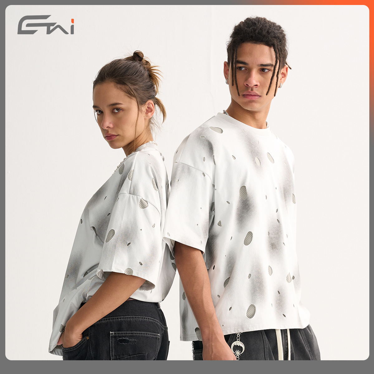 ETAI Hombre| Falso de alta calidad dos piezas agujeros viejas camisetas masculinas mallas sueltas transpirables de doble capa para hombres mangas cortas image 5
