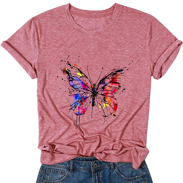summer T-shirt for leisure with a round collar