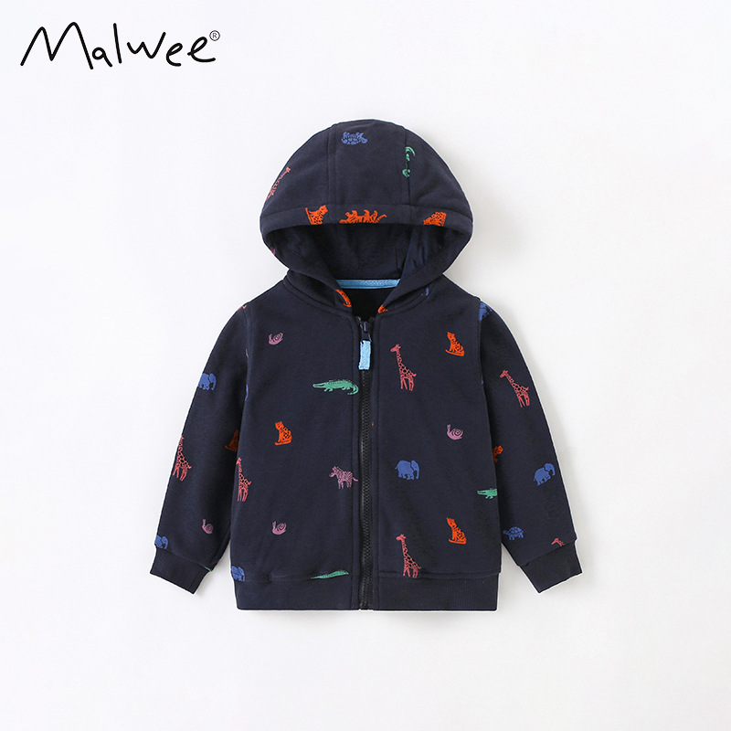 Malwee chaqueta de niño nuevo invierno y otoño europeo y americano con chaqueta con cremallera encapuchada guapo chaqueta de niño pequeño