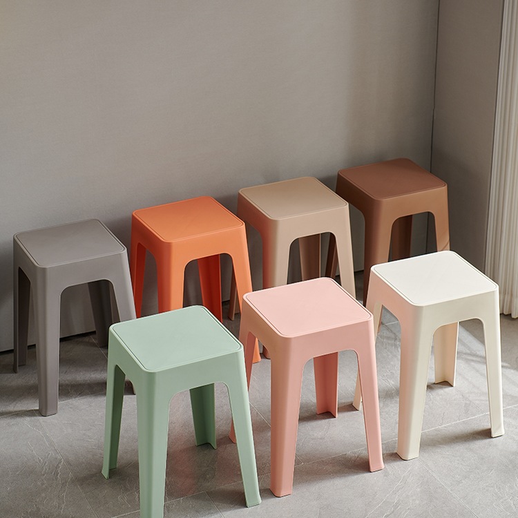Thickened Plastic Stool for Home Use, Stackable Dining Table, Modern Simple High Stool, Living Room Plastic Stool, Commercial Round Square Stool