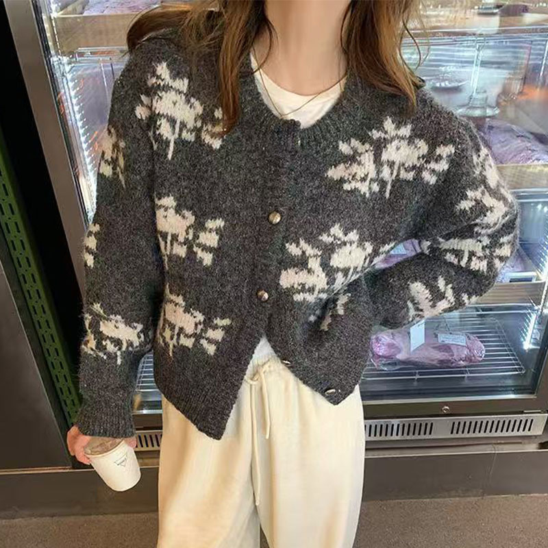 Factory Design Sense "Scottish Love" 2025 New Autumn and Winter Korean Style Lazy Thickeneded Snowflake Sweater Jacket