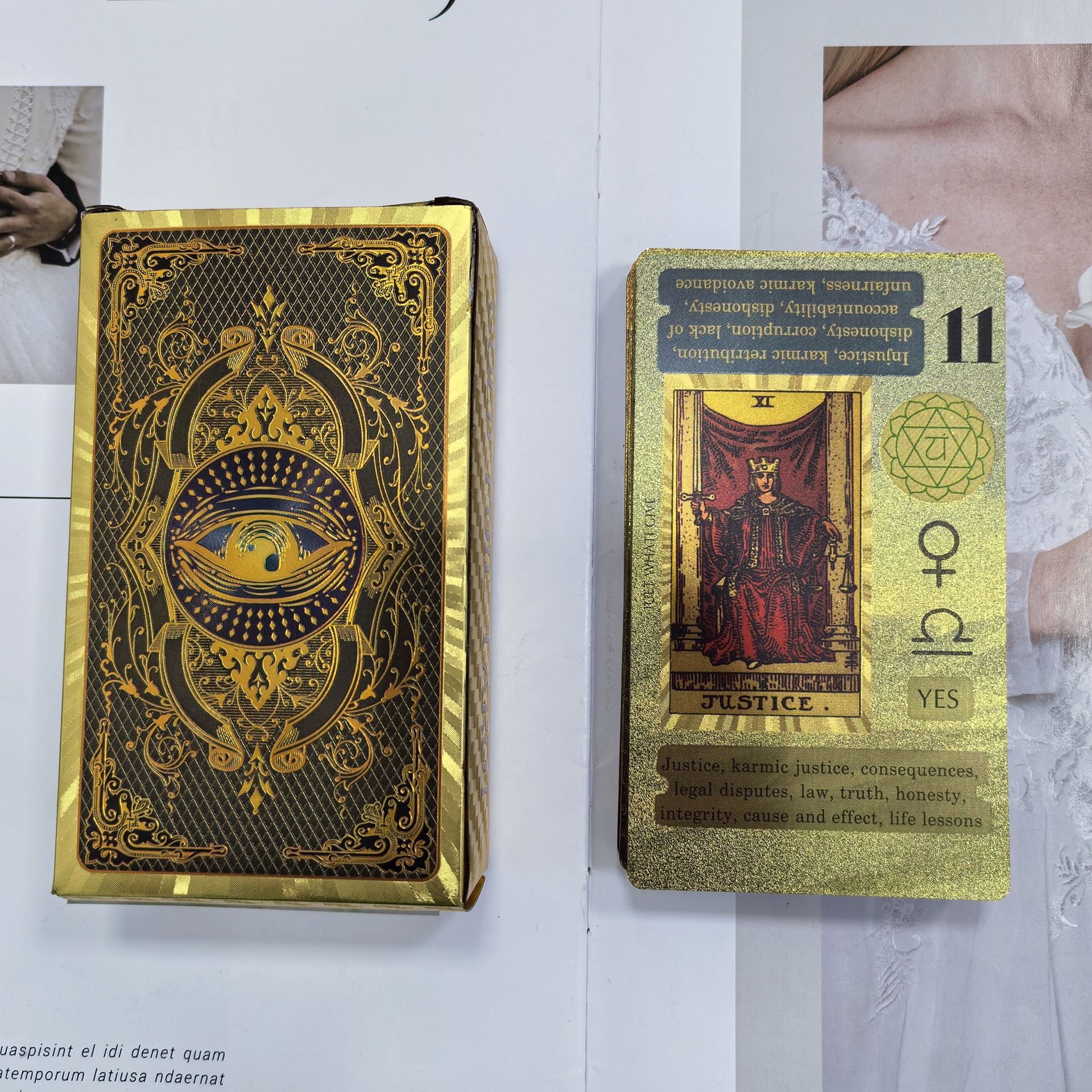 Tarot Cards Gold Foil Waterproof Board Game Set Full Deck_voghion.com