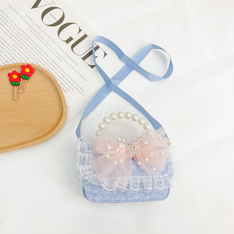 2022 nuevo bolso de los niños lindos niñas de moda occidental princesa mini bolso de hombro de encaje bolso de la perla