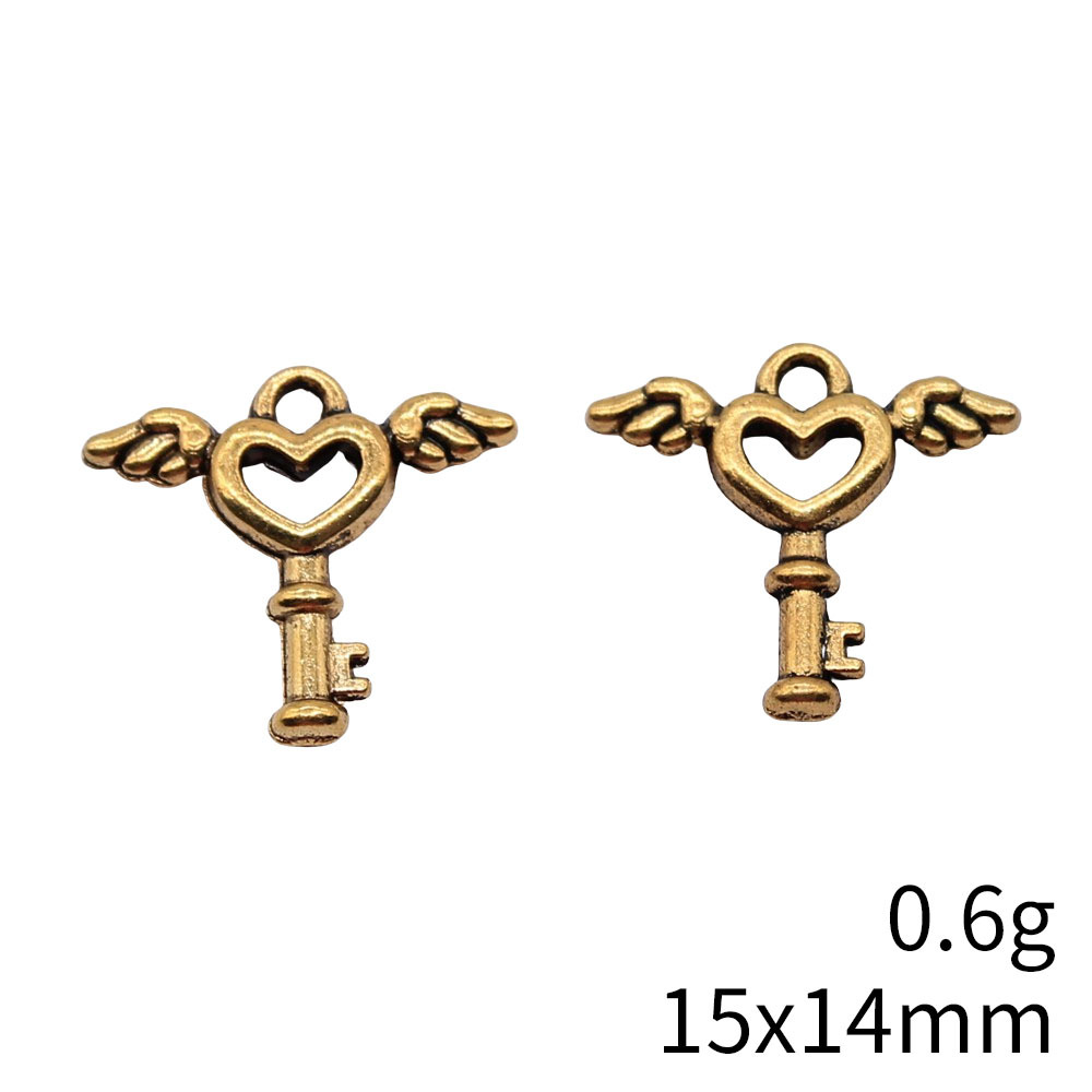 1g Weight Pendant Jewelry Making Type DIY Jewelry Accessories Classification 1 Piece Quantity Alloy Material Heart Shape, Wings, Key Pattern Plating Design Retro Style 1 Piece Alloy Heart Shape Wings Key Pendant 8