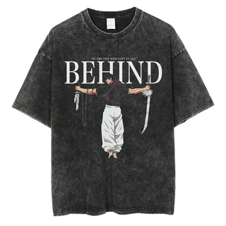 Anime Printed Streetwear Vintage Washed T-shirt Men Harajuku