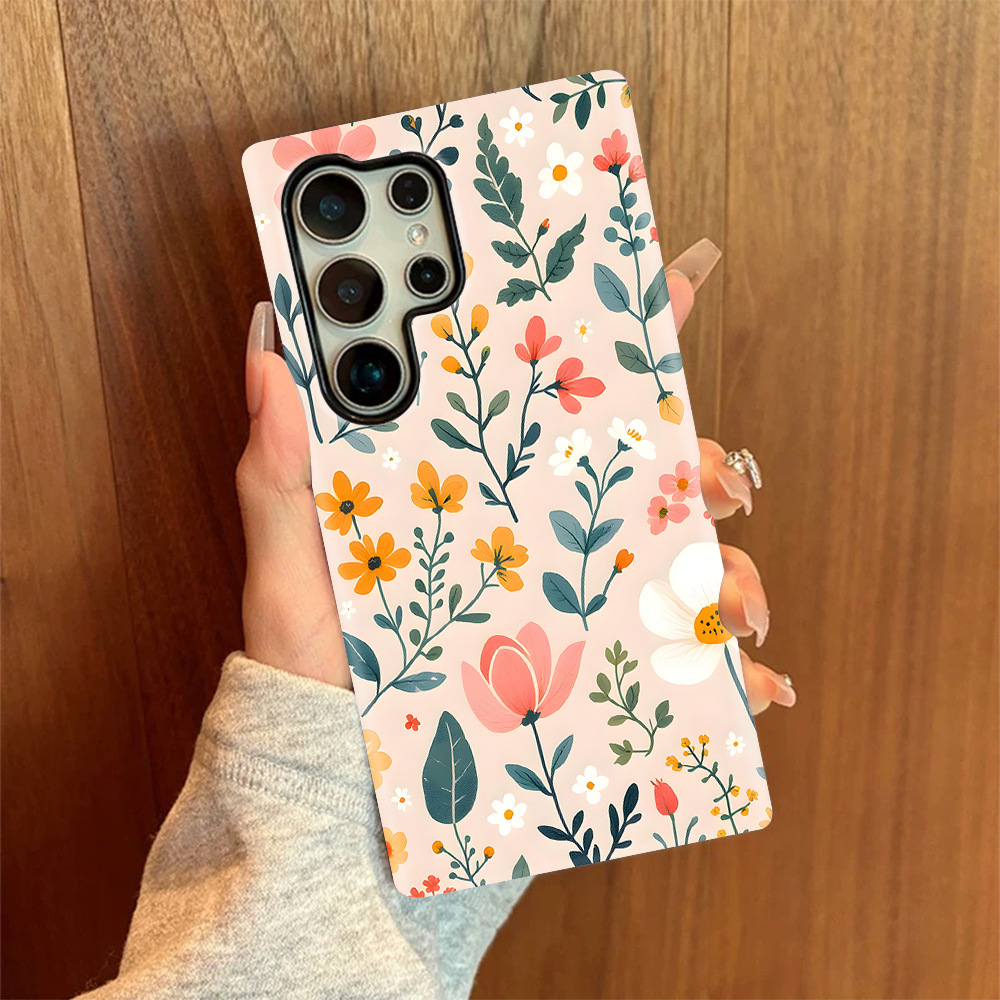 跨境热销满屏油画风花卉手机壳适用GalaxyS24三星双层菲林保护套