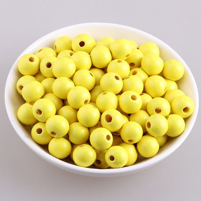Accesorios de joyería de bricolaje color loto cuentas redondas de madera color caramelo cuentas de madera macarons cuentas de madera al por mayor