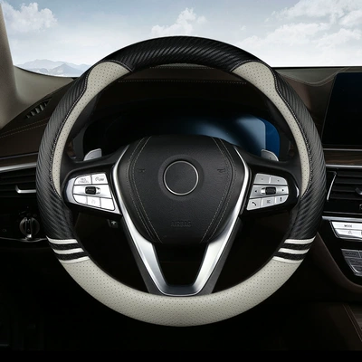 Wheel Cover Cross-Border Hot-Selling Ready – Steering wheel cover - round-black-gray-38cm