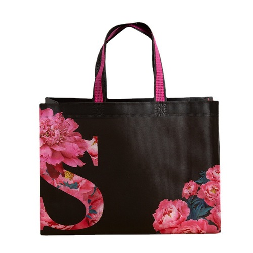 Three-dimensional non-woven coated bag, colorful large shopping bag for shopping mall, clothing store tote bag with logo printing