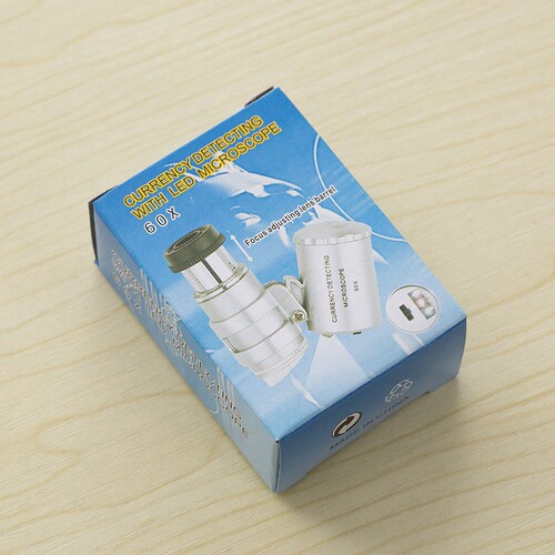 Jinghui Factory Mini 60x White Light LED Light UV Banknote Detection Purple Light Microscope Portable Magnifying Glass 9882