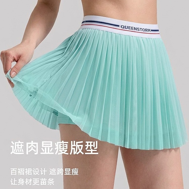 Cross-Border Sports Short Skirt for Women, Pleated Skirt with Anti-Exposure Design, Suitable for Running, Fitness, Tennis, Badminton, Summer Thin Style