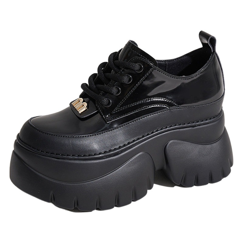 Women's Hidden Heel Loafers 2026 Spring New Black Chanel-Style Versatile Thick-Soled British Leather Shoes