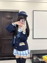 韩系小清新可爱软妹水手服jk制服兔警官海军领衬衣百褶裙两件套秋
