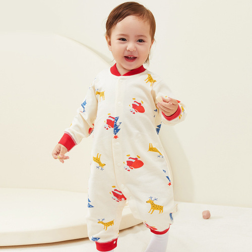 Baby Bodysuit Pure Cotton Long Sleeve Newborn Clothes Spring Autumn Winter Set Firstborn Baby Boy Hosiery Climbing Suit Class A