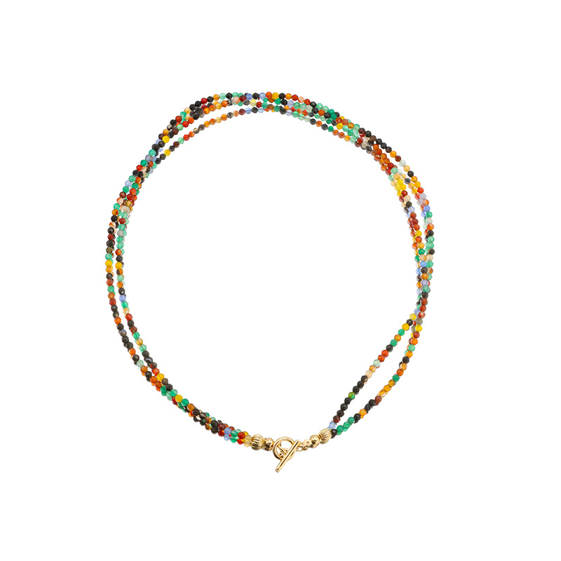 Collar de perlas de agua dulce natural collar de cuentas de color collar de clavícula nicho de alta calidad joyas de oro real 18k