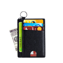 定制款 外贸超薄迷你小钱包卡套可挂脖真皮亚马逊卡包RFID防盗刷